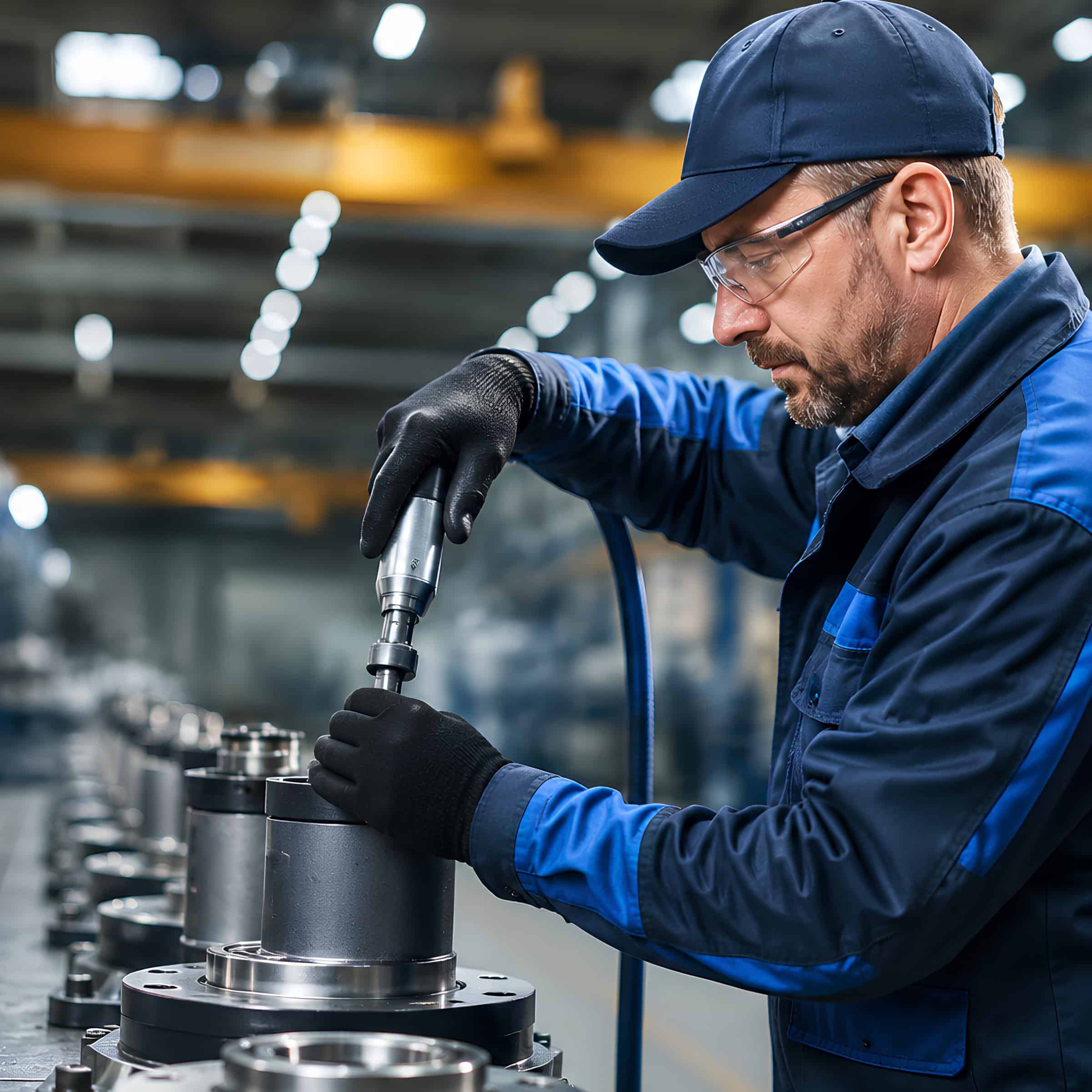 Neuweg bearing assembly line with workers assembling hub units on a production line.